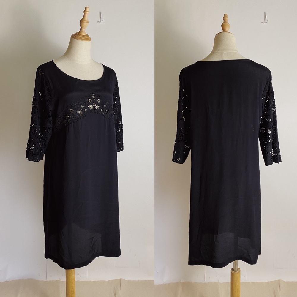 ULUWATU Handmade Balinese Lace Shift Dress Black